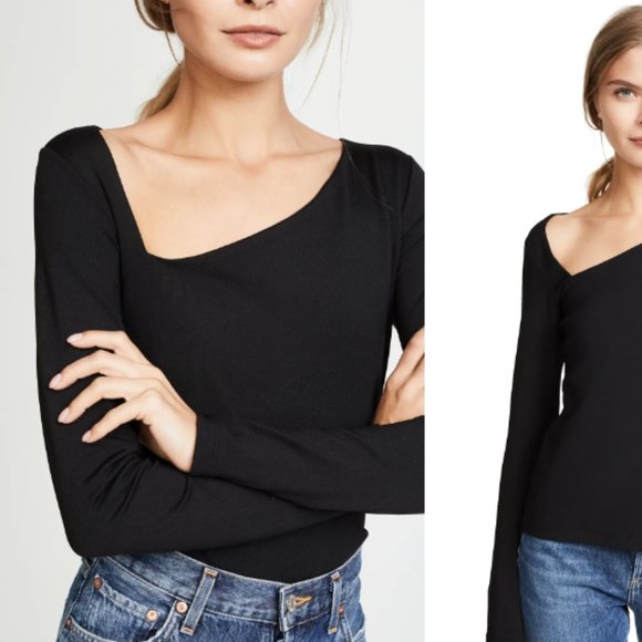 Susana Monaco Laurene Diagonal Neck Top  Black Small - Picture 2 of 7